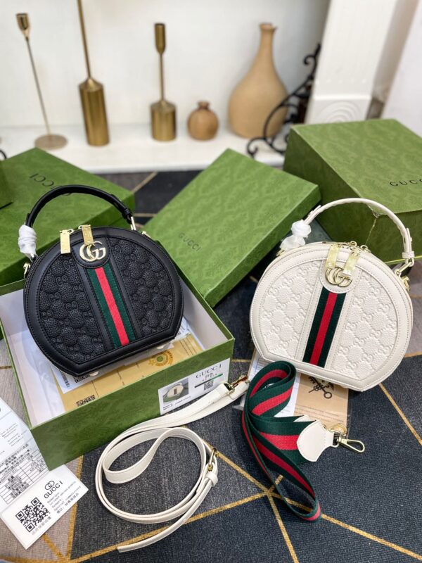 GUCCI OPHIDIAN ROUND BAG WHITE 20CM - Image 3