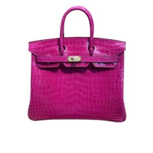 HERMES BIRKIN 30 CROCODILE GOLD-TONED HARDWARE DARK PINK