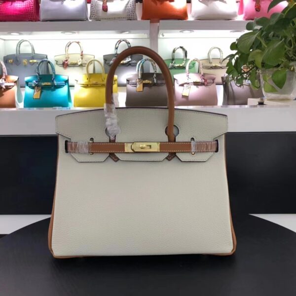 HERMES BIRKIN TOGO LEATHER GOLD HARDWARE BEIGE BROWN 30CM - Image 3