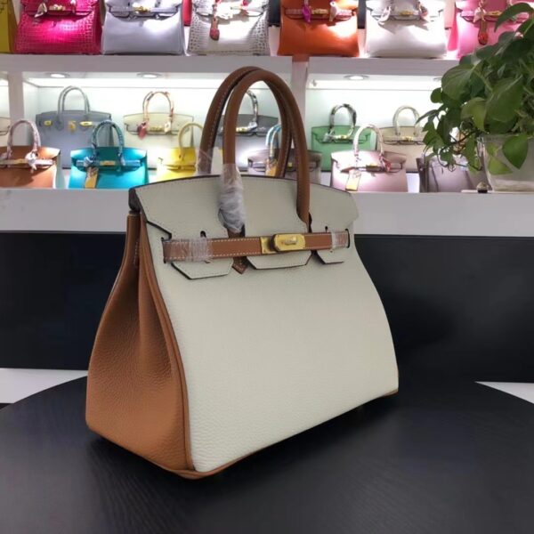 HERMES BIRKIN TOGO LEATHER GOLD HARDWARE BEIGE BROWN 30CM - Image 2