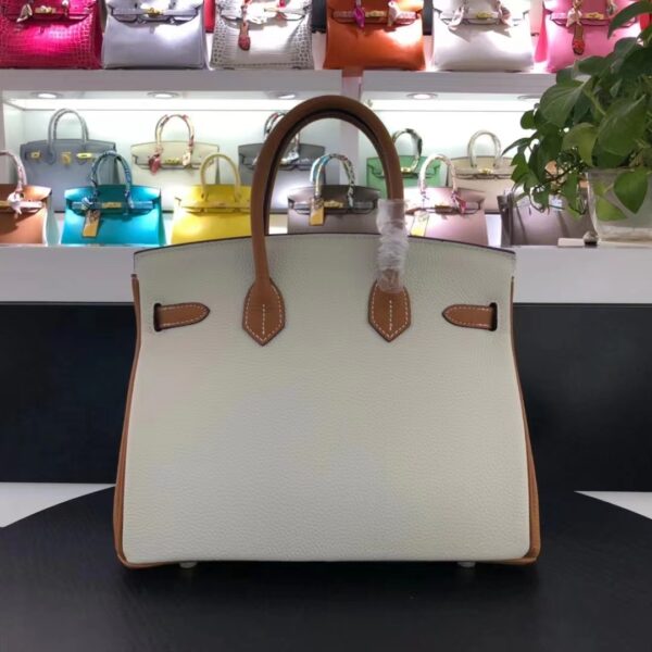 HERMES BIRKIN TOGO LEATHER GOLD HARDWARE BEIGE BROWN 30CM - Image 5