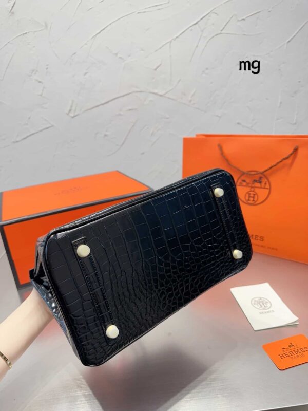 HERMES BIRKIN 30 BLACK NOIR SHINY POROSUS CROCODILE 30CM - Image 6