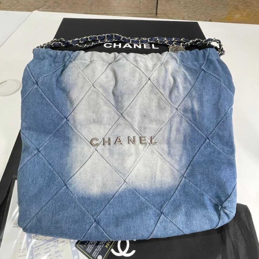 Alternative view of Chanel 22 Handbag Washed Denim Silver Tone Metal Blue 41Cm AS3261 B10439 NM981