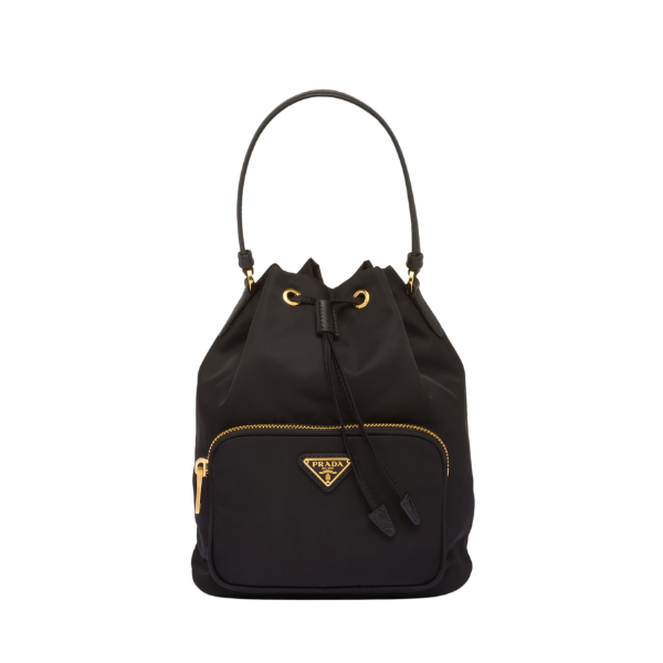 PRADA DUET RE-NYLON BUCKET SHOULDER BAG BLACK 18CM 1BH038 RV44 F0002VUOO