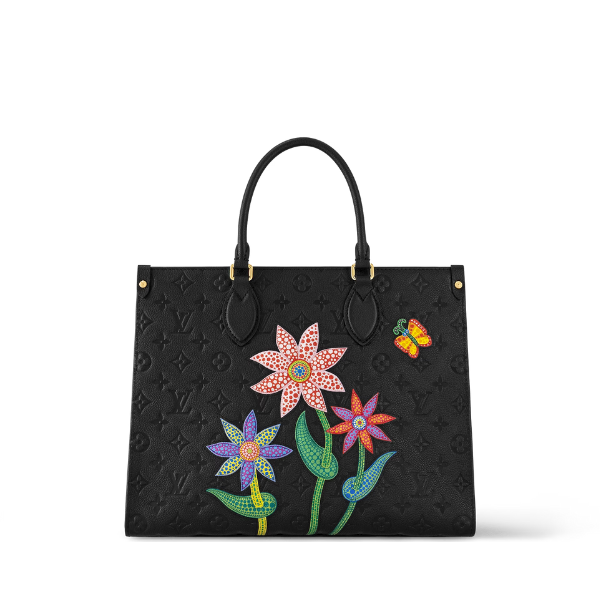 LOUIS VUITTON x YK ON THE GO MM WITH FLOWER MARQUETRY IN BLACK 35CM M46416