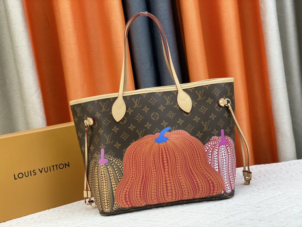 LOUIS VUITTON x YK MM NEVERFULL ORANGE YELLOW AND PINK 31CM CUSTOMS M46381 - Image 8