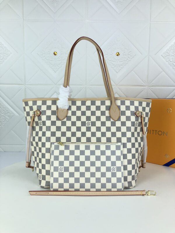 LOUIS VUITTON NEVERFULL GM DAMIER AZUR AND BEIGE 40CM N41360 - Image 7