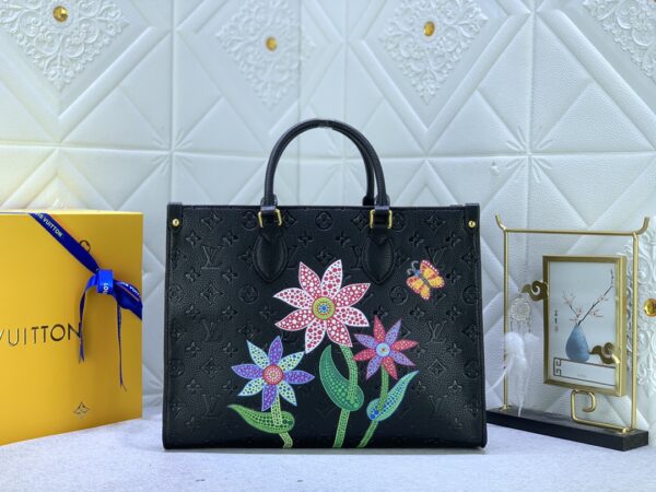 LOUIS VUITTON x YK ON THE GO MM WITH FLOWER MARQUETRY IN BLACK 35CM M46416 - Image 10