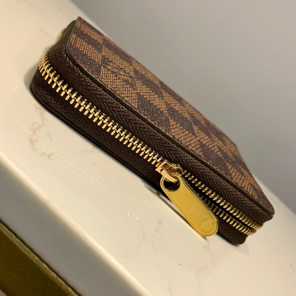 LOUIS VUITTON ZIPPY COIN PURSE DAMIER EBENE BROWN WALLET 11CM N63070 - Image 8