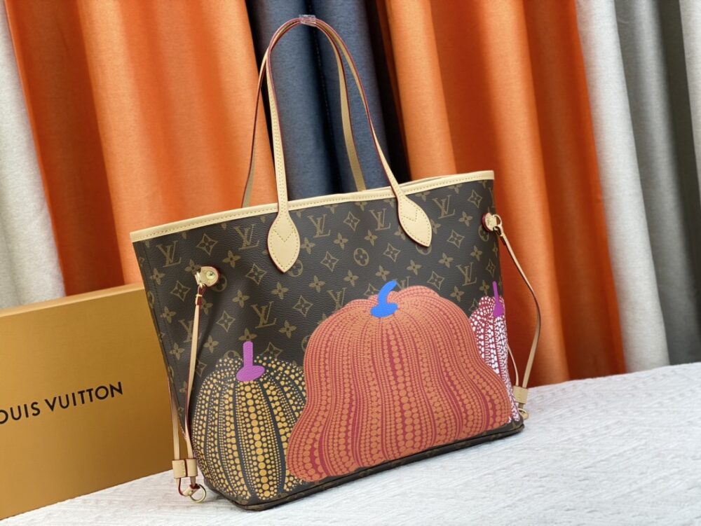 LOUIS VUITTON x YK MM NEVERFULL ORANGE YELLOW AND PINK 31CM CUSTOMS M46381 - Image 7