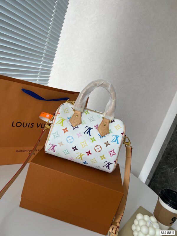 LOUIS VUITTON X TAKASHI MURAKAMI MONOGRAM BLANC WHITE MULTICOLOR MINI SPEEDY 20CM - Image 9