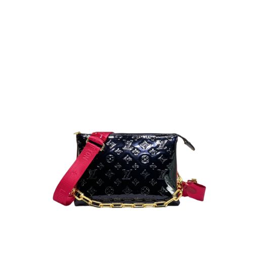 LOUIS VUITTON COUSSIN PM BAG BLACK RED 26CM