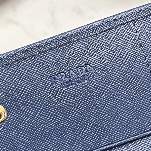 PRADA SAFFIANO LEATHER FLAP LONG WALLET NAVY BLUE AND GOLD 19CM 1MH132 ZLP F0RAU - Image 3