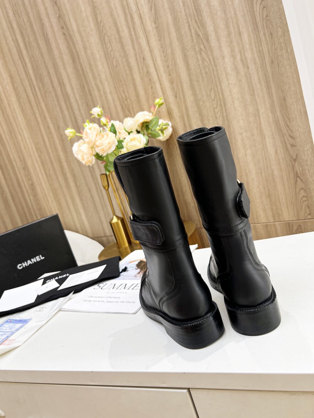 CHANEL SHORT BLACK BIKER BOOT - Image 3