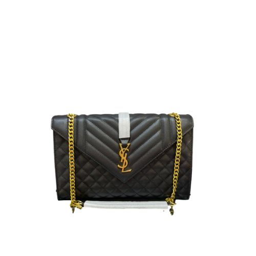 SAINT LAURENT ENVELOPE CHAIN BAG IN MIX MATELASSE GRAIN DE POUDRE EMBOSSED LEATHER 31CM