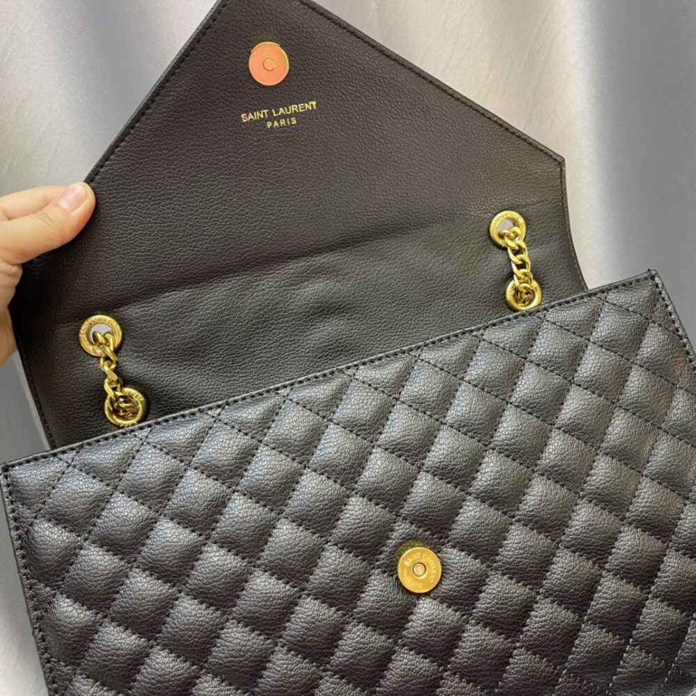 SAINT LAURENT ENVELOPE CHAIN BAG IN MIX MATELASSE GRAIN DE POUDRE EMBOSSED LEATHER 31CM - Image 7