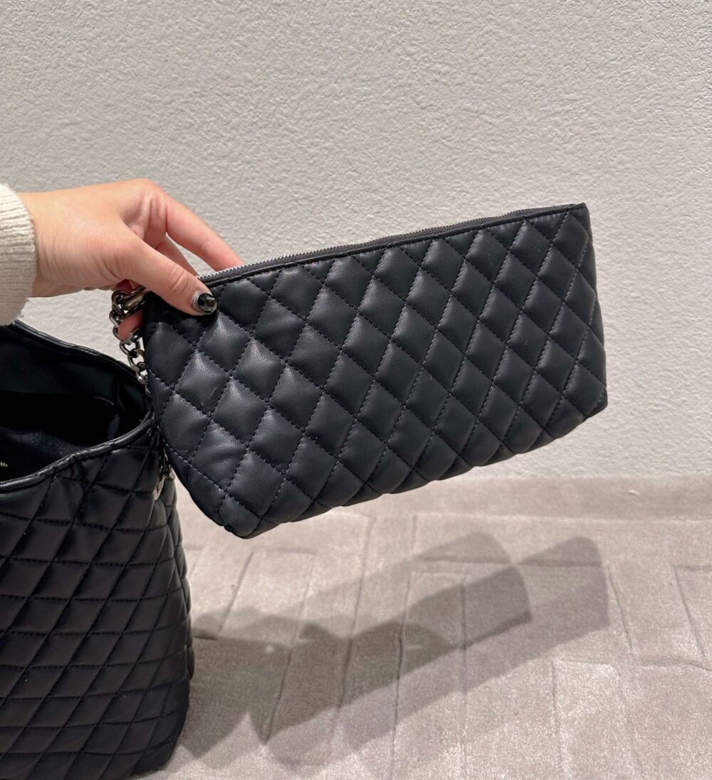 SAINT LAURENT ICARE SHOPPING BAG IN QUILTED BLACK SILVER 40CM - Image 5