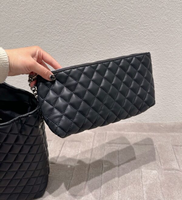 SAINT LAURENT ICARE SHOPPING BAG IN QUILTED BLACK SILVER 40CM - Image 5