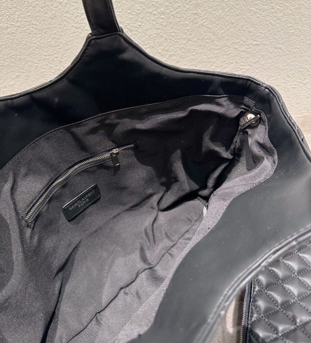 SAINT LAURENT ICARE SHOPPING BAG IN QUILTED BLACK SILVER 40CM - Image 4