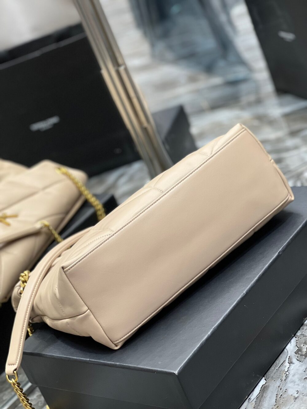 SAINT LAURENT PUFFER MEDIUM CHAIN BAG IN QUILTED BEIGE - Image 7