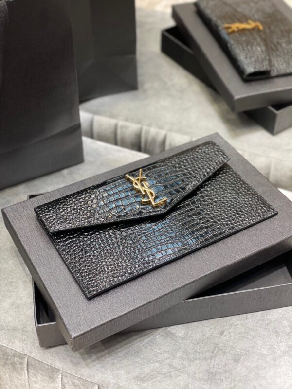 SAINT LAURENT UPTOWN POUCH IN CROCODILE EMBOSSED SHINY LEATHER 565739DND0J1000 - Image 8