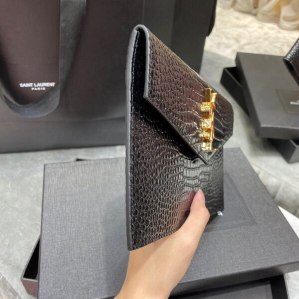 SAINT LAURENT UPTOWN POUCH IN CROCODILE EMBOSSED SHINY LEATHER 565739DND0J1000 - Image 7