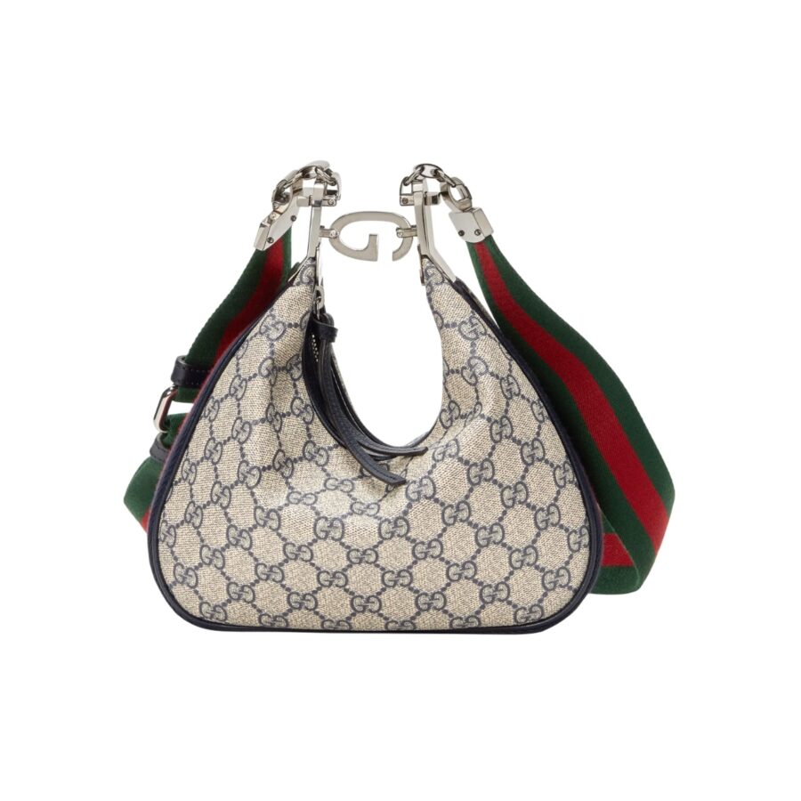 GUCCI ATTACHE SMALL SHOULDER BAG BEIGE AND BLUE 23CM 699409 96GRN 4082