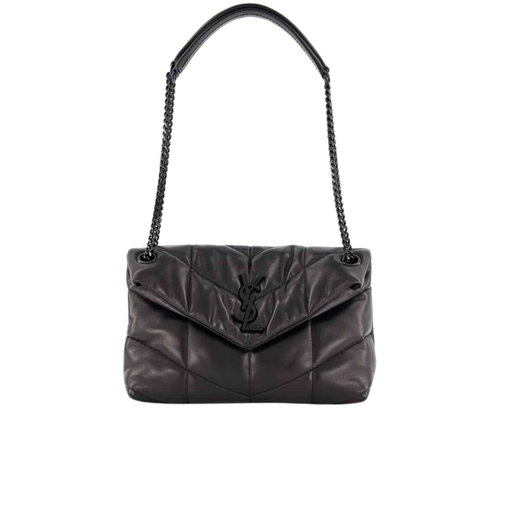 SAINT LAURENT PUFFER SMALL CHAIN BAG IN QUILTED BLACK NOIR 5774761EL081000