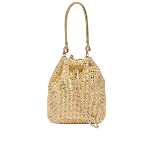 Prada Embellished Satin Pouch Platinum Color 20Cm 1Nr016 2Awl F0522