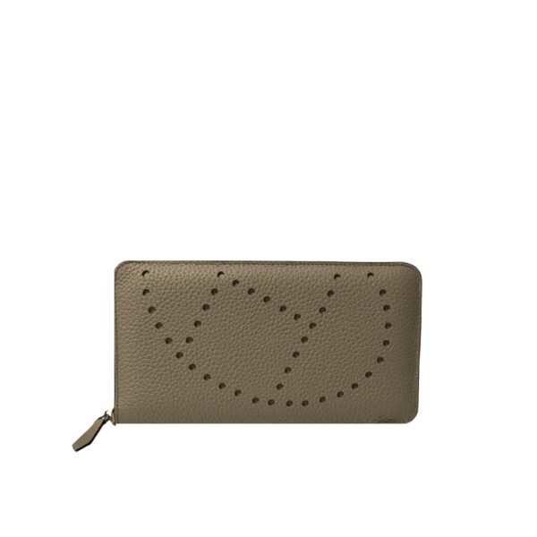 HERMES EVELYN CHEVRE LEATHER  ZIP LONG WALLET 19CM