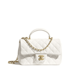 CHANEL MINI FLAP BAG WITH TOP HANDLE WHITE AS2431