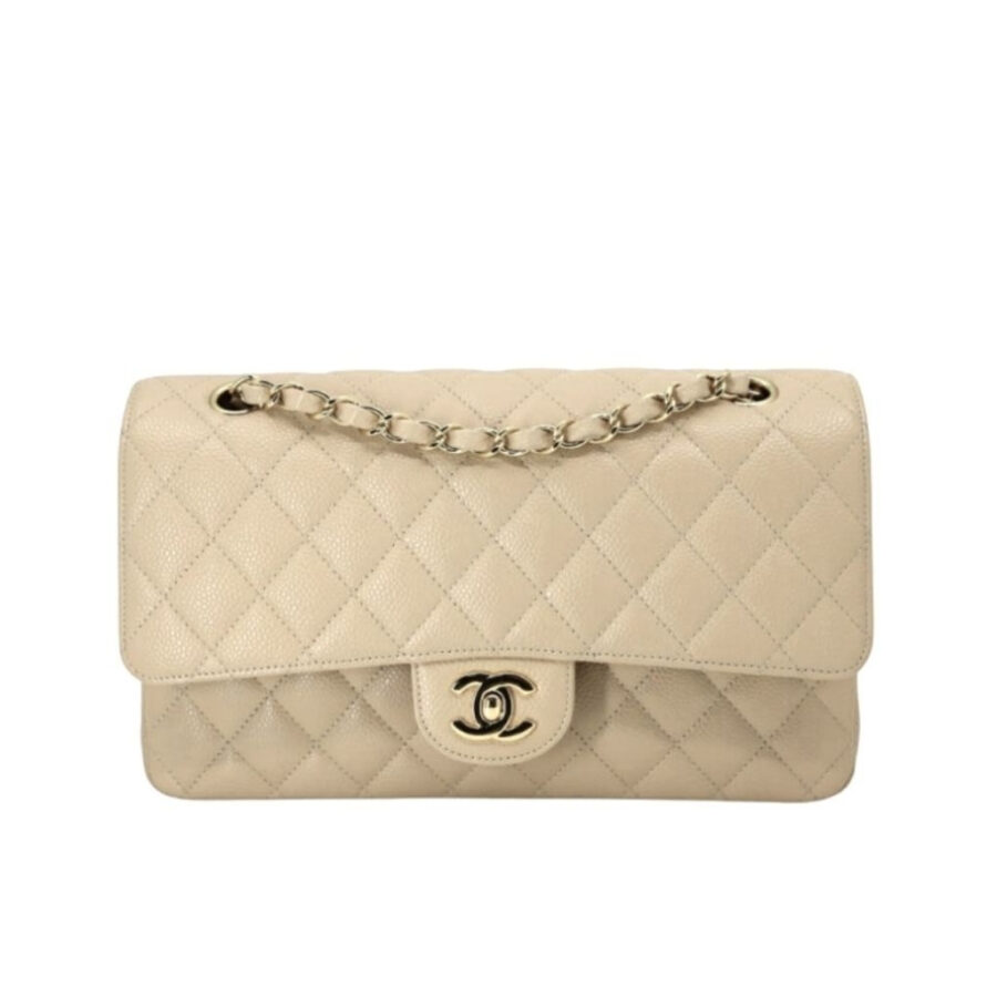 Chanel Classic Medium Double Flap Bag Beige 25cm A01113 Y04059 NZG77
