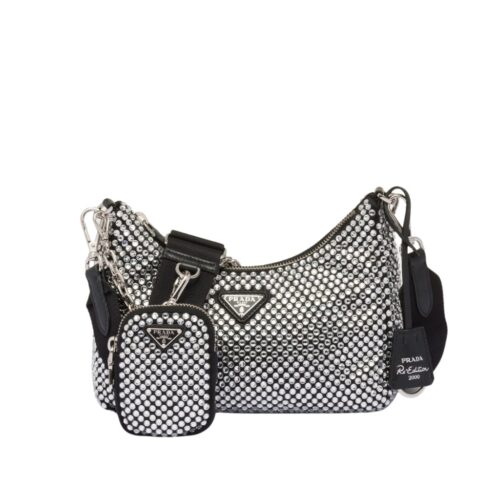 Prada Re Edition 2005 Satin Bag With Crystals 23Cm 1BH204 2AWL F0T7O V V9L