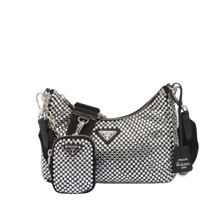 Prada Re Edition 2005 Satin Bag With Crystals 23Cm 1BH204 2AWL F0T7O V V9L