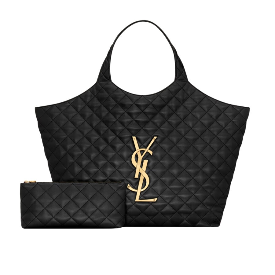 Saint Laurent Icare Maxi Shopping Bag In Quilted Black 50Cm 698651AAANG1000
