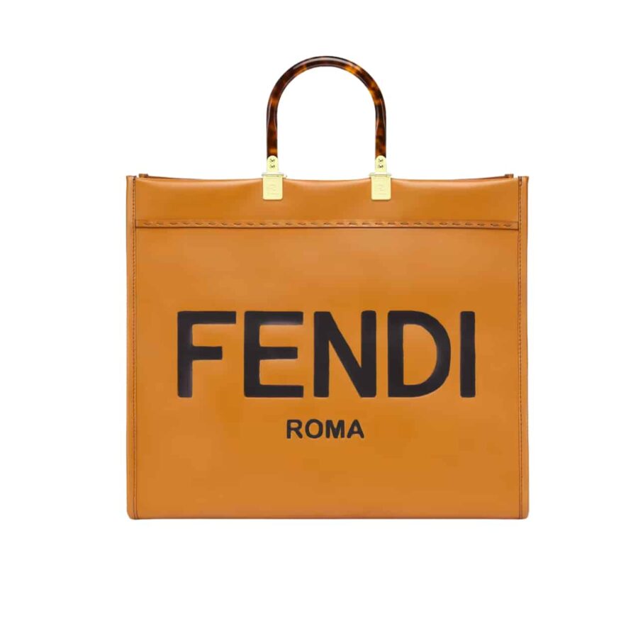 FENDI SUNSHINE LARGE BROWN LEATHER SHOPPER 40CM 8BH372ABVLF0PWZ