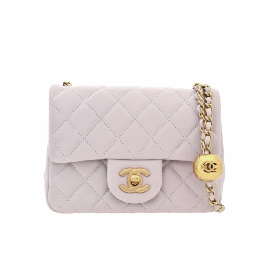 CHANEL QUILTED MINI FLAP BAG LIGHT PURPLE 18CM