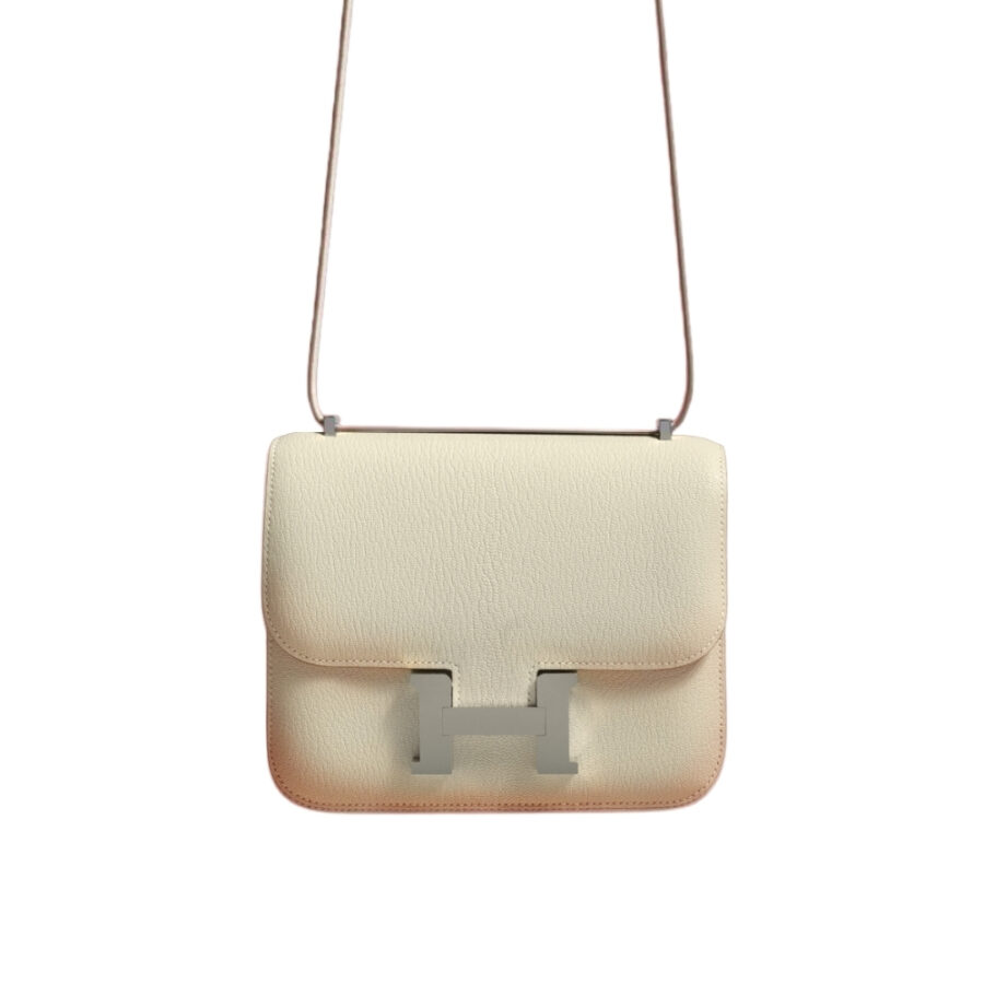HERMES CONSTANCE SWIFT SILVER HARDWARE CREAM 18CM