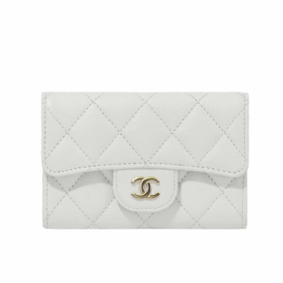 CHANEL CLASSIC CARD HOLDER WALLET WHITE 10CM AP0214 B10583 10601