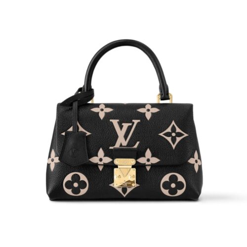 Louis Vuitton Madeleine BB Monogram Empreinte Leather Top Handle Bag Black and Beige 24cm M45978