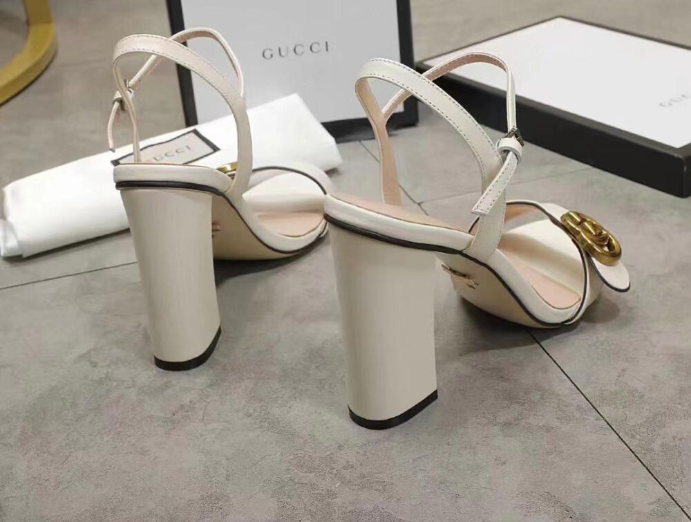 GUCCI DOUBLE G WHITE LEATHER SANDAL ‎453378 A3N00 9022 - Image 3
