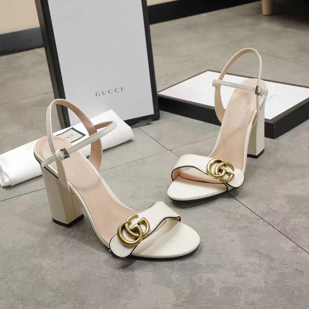GUCCI DOUBLE G WHITE LEATHER SANDAL ‎453378 A3N00 9022 - Image 6