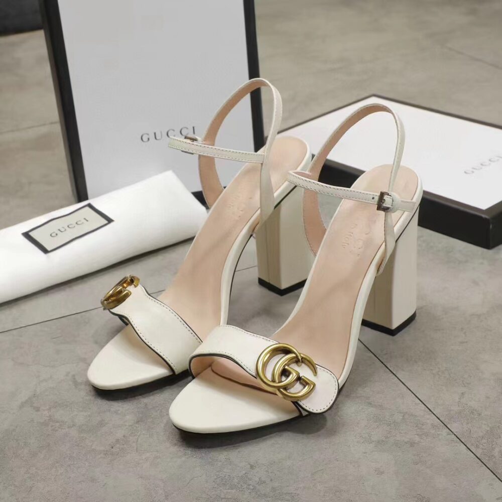 GUCCI DOUBLE G WHITE LEATHER SANDAL ‎453378 A3N00 9022 - Image 5