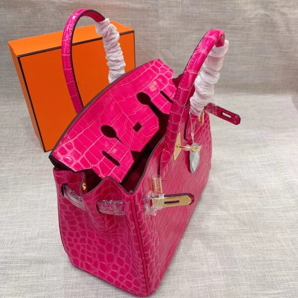 HERMES BIRKIN 30 CROCODILE GOLD-TONED HARDWARE DARK PINK - Image 2
