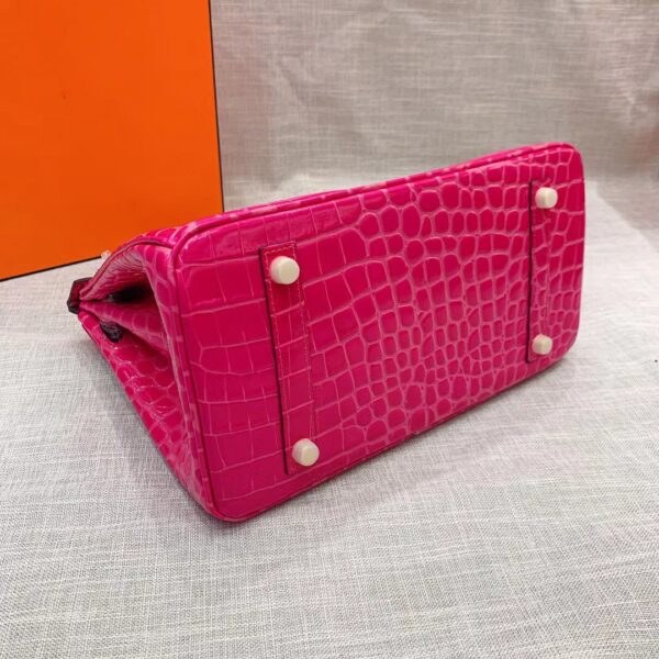 HERMES BIRKIN 30 CROCODILE GOLD-TONED HARDWARE DARK PINK - Image 3