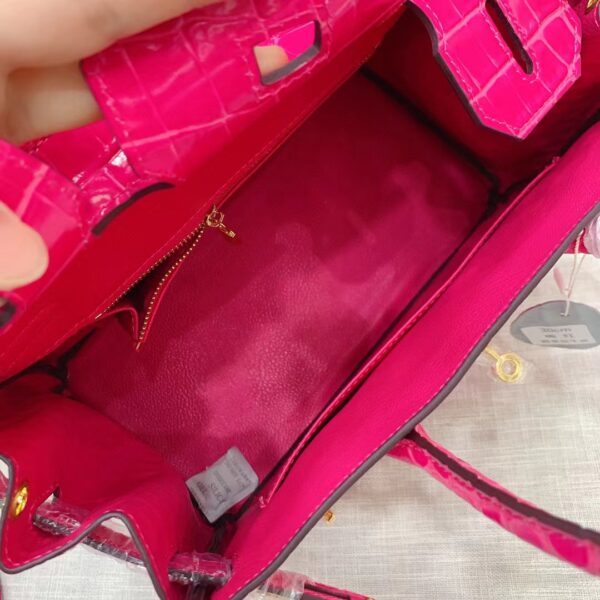 HERMES BIRKIN 30 CROCODILE GOLD-TONED HARDWARE DARK PINK - Image 4