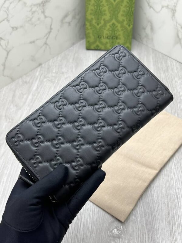GUCCI GG SIGNATURE ZIP WALLET BLACK 19CM 625558 1W3AN 1000 - Image 3