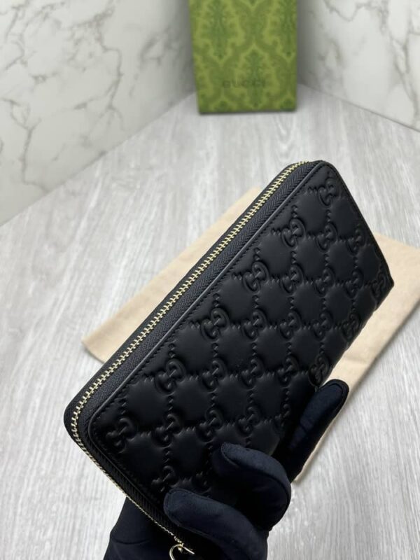 GUCCI GG SIGNATURE ZIP WALLET BLACK 19CM 625558 1W3AN 1000 - Image 5