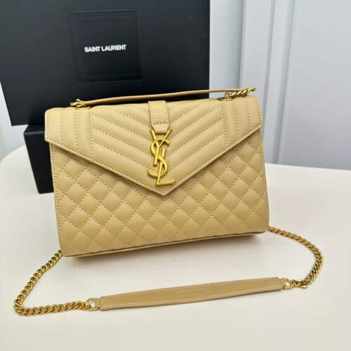 Alternative view of Saint Laurent Envelope Medium In Quilted Grain De Poudre Embossed Leather Bag Beige 24Cm 600185BOW912721