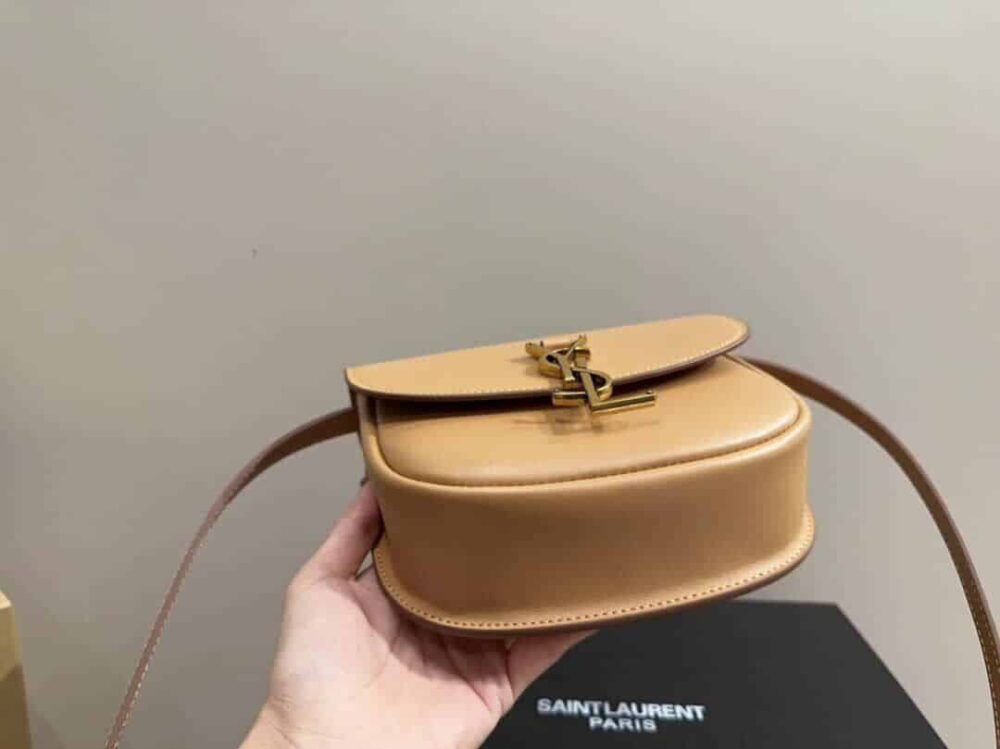 SAINT LAURENT KAIA SMALL SATCHEL IN SMOOTH VINTAGE LEATHER GOLD BROWN 619740BWR6W2725 - Image 3